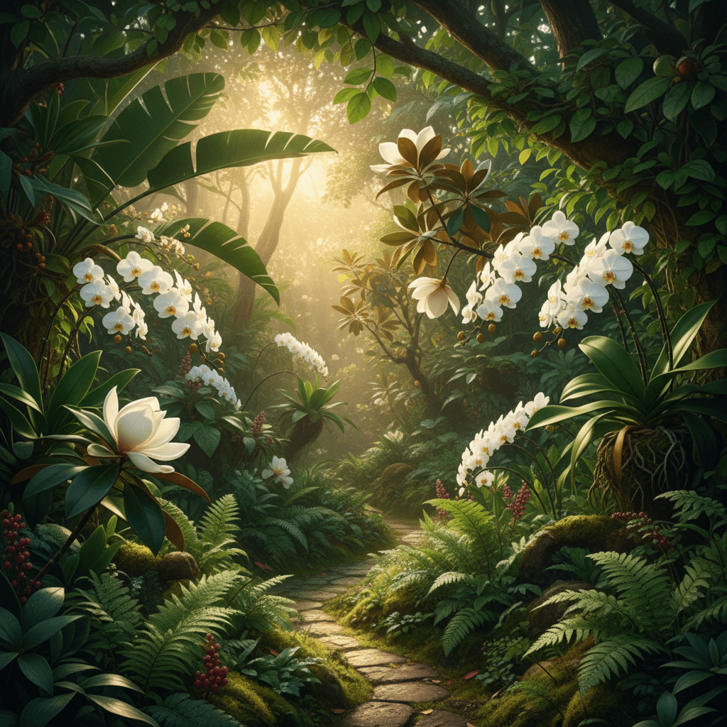 Lush botanical garden — the source of our ingredients